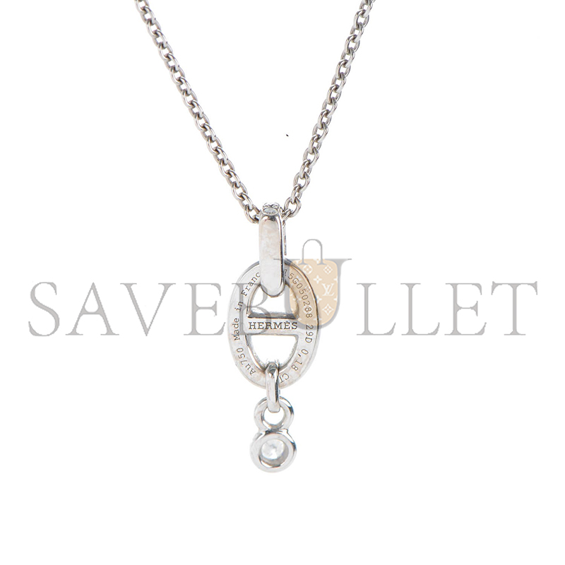 HERMÈS 18K WHITE GOLD DIAMOND PM CHAINE D'ANCRE ENCHAINEE NECKLACE 